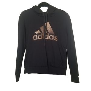 Adidas Women's Hoodie Sweatshirt Rose Gold Logo Size Small